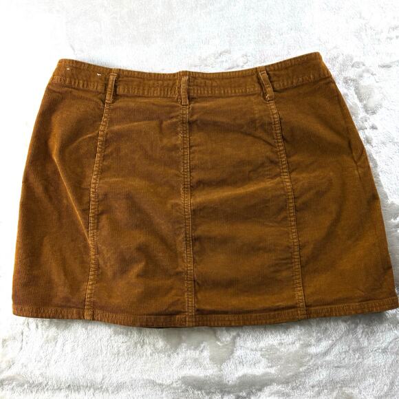 American Eagle Corduroy Mini Skirt Women's 16 Regular Brown Super Stretch - Picture 2 of 5